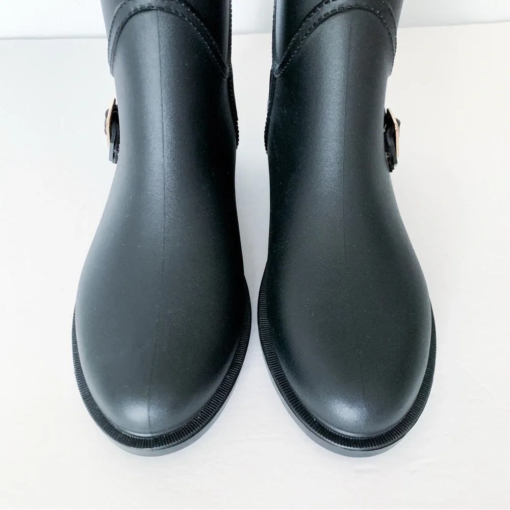 Steve Madden Rainfall Tall Black Rubber Boots Size 7 - Picture 4 of 13